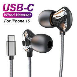 Ceramics USB-C Wired Headphones For iPhone 15 Pro Max Type C Earphones For Samsung Huawei Xiaomi 3.5mm Headset Phone Accessories