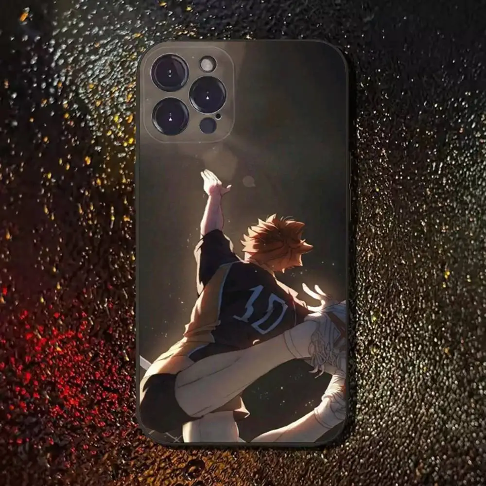 حافظة هاتف أنيمي H-Haikyuu Karasuno لهاتف آيفون 17,16,15,14,13,12,11 Plus,Pro Max,XS,X,XR,SE,Mini,8,7,غطاء أسود من السيليكون الناعم #4