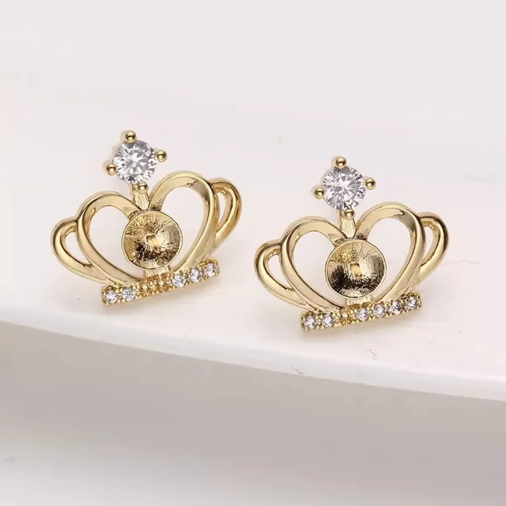 

6PCS S925 Sterling Silver Needle 18K Gold Wrapped Plated Brass Earring Settings Diy Jewelry Pearl Earrings Accessories