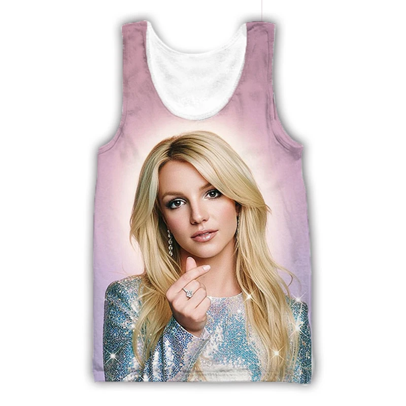 Pop Singer Britney Spears 3D Print Tank Tops Men Women Oversized Fitness Gym Vest Harajuku Casual Sleeveless TShirt Men Clothing