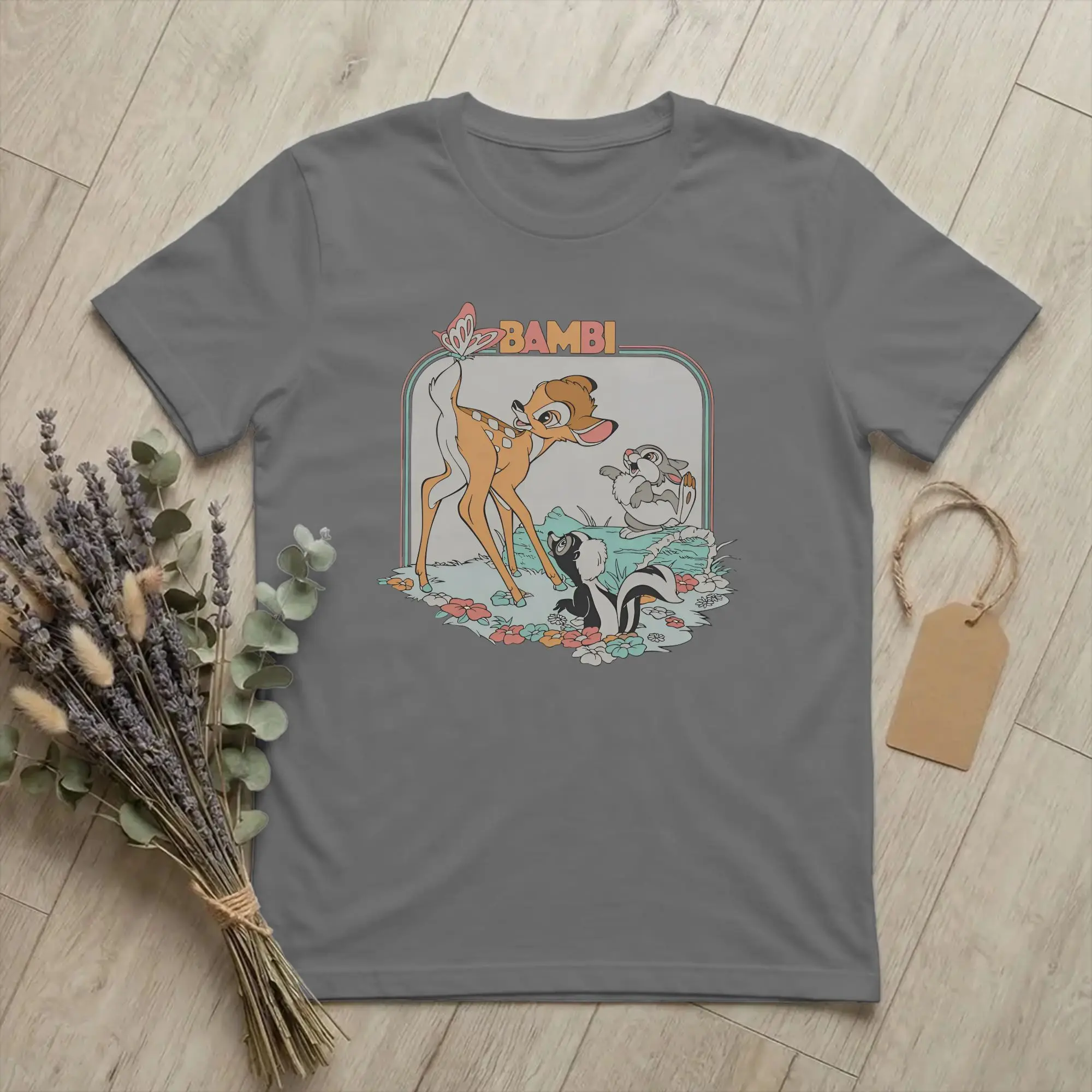 Retro Bambis and Friends T-Shirts Men Women  Casual 100% Cotton Tees Round Collar Short Sleeve T Shirts Printing Clothes
