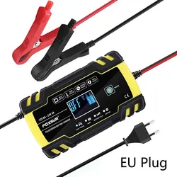 FOXSUR – chargeur de batterie automatique 12V, 24V, 8a, affichage numérique, réparation d'impulsions, écran LCD, intelligent, pour voiture, GEL plomb-acide, humide