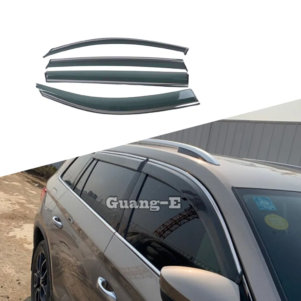 Stick Lamp Plastic For Skoda Kodiaq 2017 2018 2019 2020 2021 2022 Window Glass Wind Visor Rain/Sun Guard Vent Frame Lamp 4PCs