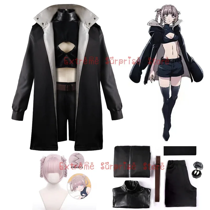 Anime Call of The Night Nanakusa Nazuna Cosplay Costume Wig Black Cloak Jacket Leather Vest Shorts Outfit Yofukashi No Uta Women