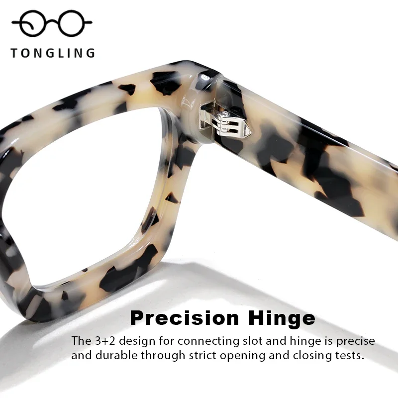 Leopard print fashion 1439 square acetate glasses for men Optical women pure hand-made face display small frames can be carved