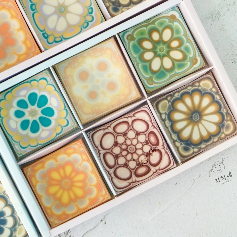 Square Pattern Soap Mandala Flower Texture Make Hand Soap Tool Set Plastic + Square Acrylic Mold