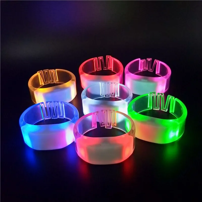 6pcs LED Glow Bracelets Light Up Flashing Bangle Wristbands Glow in The Dark Party Supplies For Concert Party Carnival Gifts