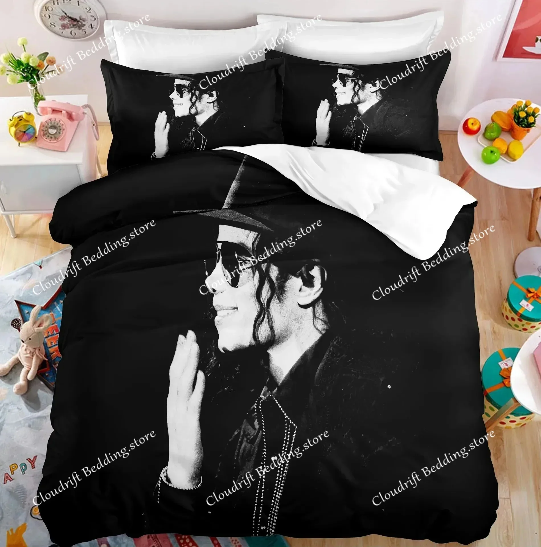 

Michael Jackson Pink Fashion Bedding Set 3D Printing Home Decoration Pillowcase Quilt Cover Cute Gift To Family and Friends026