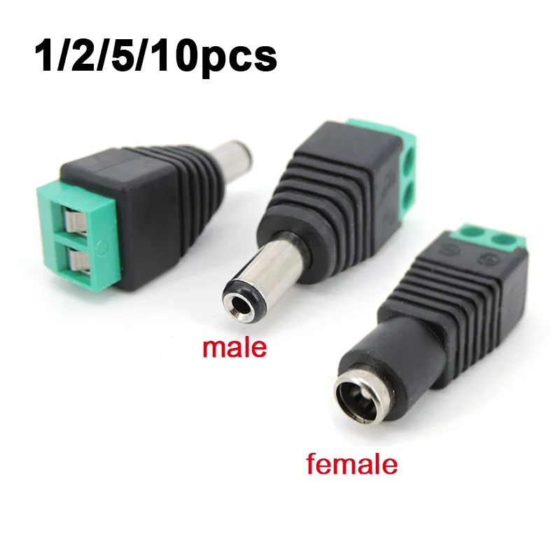 2.1mm x 5.5mm DC Female Male Power Plug Adapter Power Jack Adapter Connector Male Plug for led strip CCTV Cameras Socket u