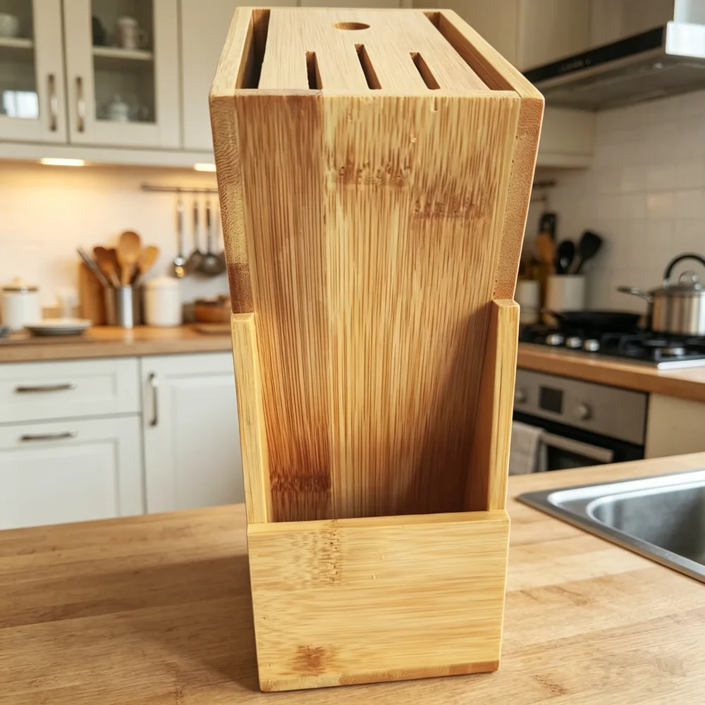 Wooden Bamboo Knife Holder Kitchen Tool Universal Knives Block Knives Block Countertop Butcher Block Knives Holder Organizer view 6