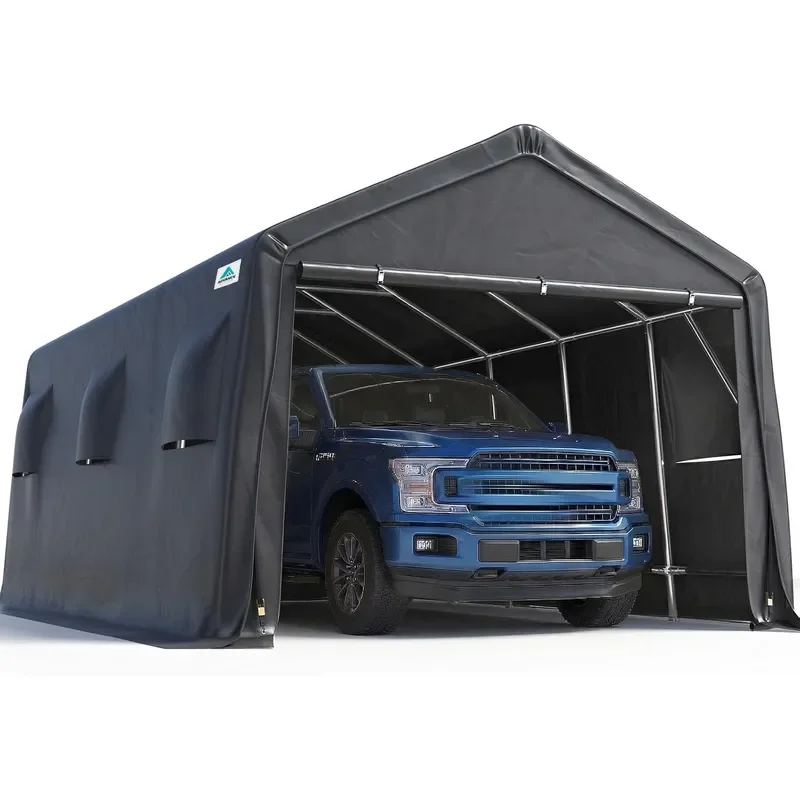13x20 ft Carport 2 Roll up Doors Vents Outdoor Portable Storage Shelter Garage Tent for Vehicle Boat Truck AntiUV Snow