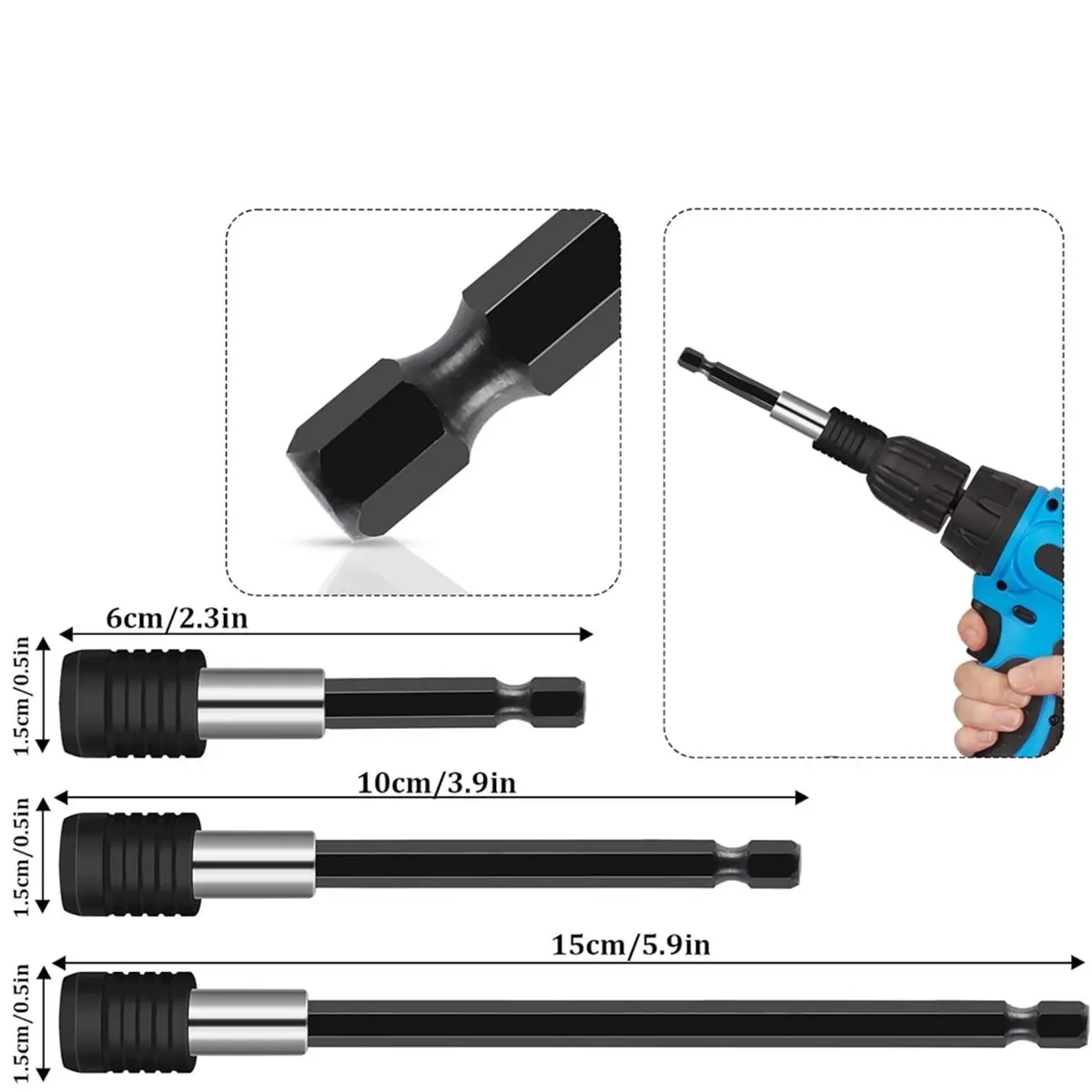HGHO Right Angle Drill Attachment Set Flexible Drill Bit Extension 360° Rotatable 1/4 3/8 1/2