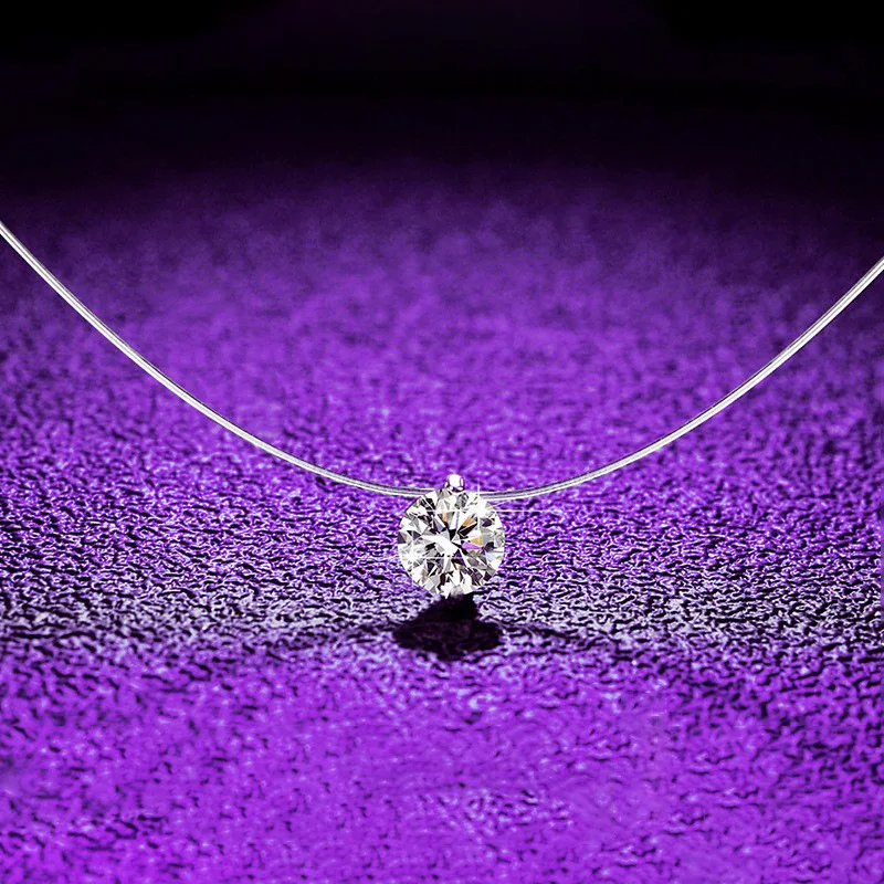 

925 silver moissanite pendant original design simple transparent fishing line necklace ladies light luxury sense of luxury color