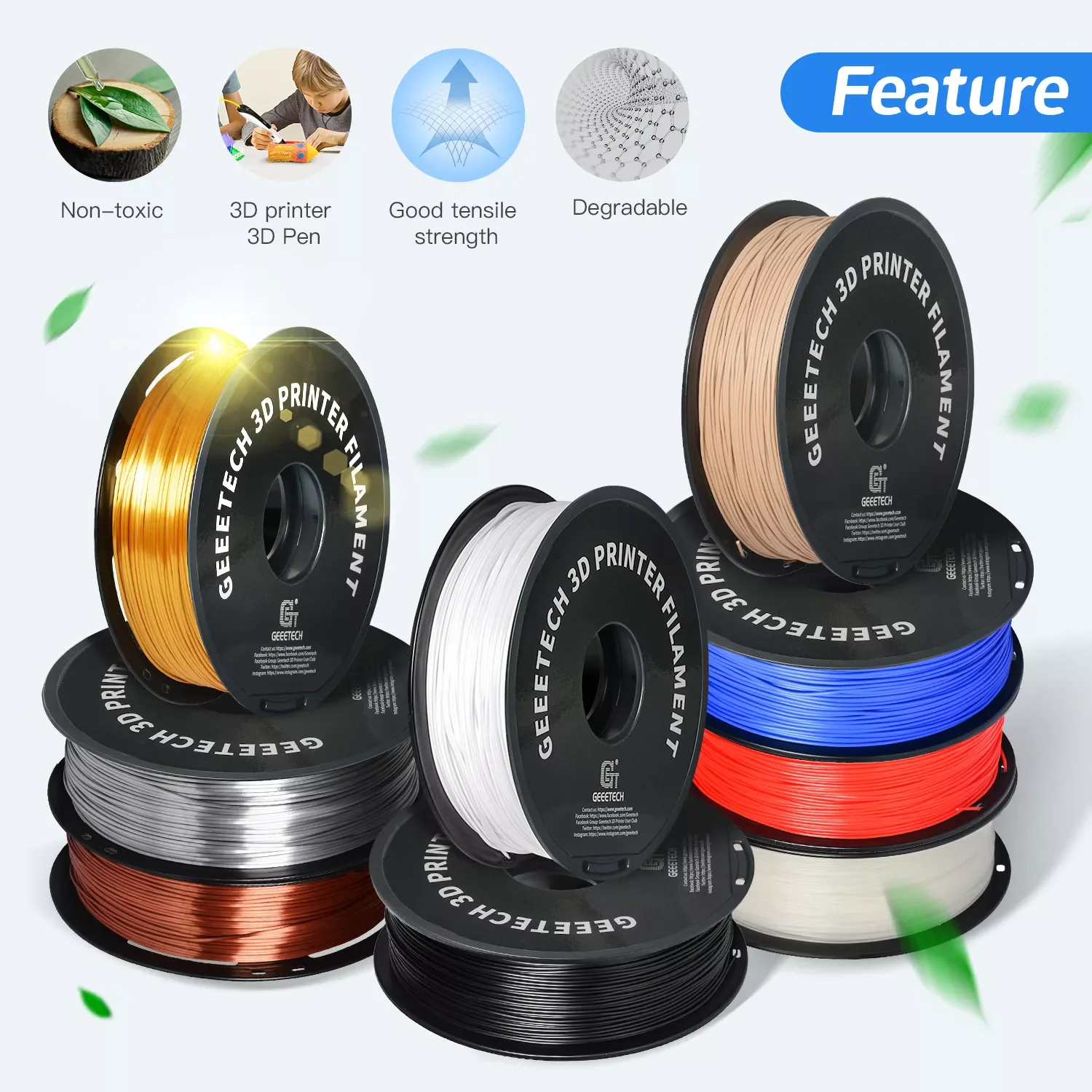 GEEETECH 1 kg 1,75 mm PETG 3D-Drucker-Filament, Vakuumverpackung, Übersee-Lager, schneller Versand – Detail 2