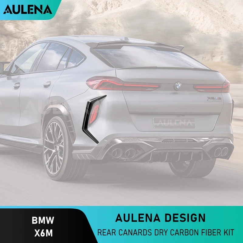 Aulena Desgin Dry Carbon Body Kit Rear Canards Rear Bumper Spoiler Side Canard Air Vent Performance Full Dry Carbon For Bmw X6m