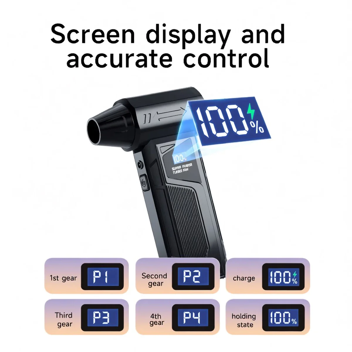 Turbo Jet Blower Kipas Turbo Daya Tinggi Kecepatan Angin 52m/s 4000mAh Peniup Angin Kuat Lampu LED Layar Digital Portabel Penggunaan Luar Ruangan