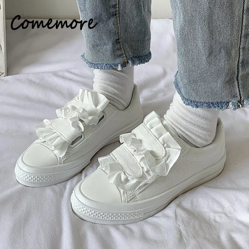 Fashion Ladies Shoes Women Casual Platform PU Leather Casual Sweet White Shoe Sneakers Woman Comfortable Small White Zapatos