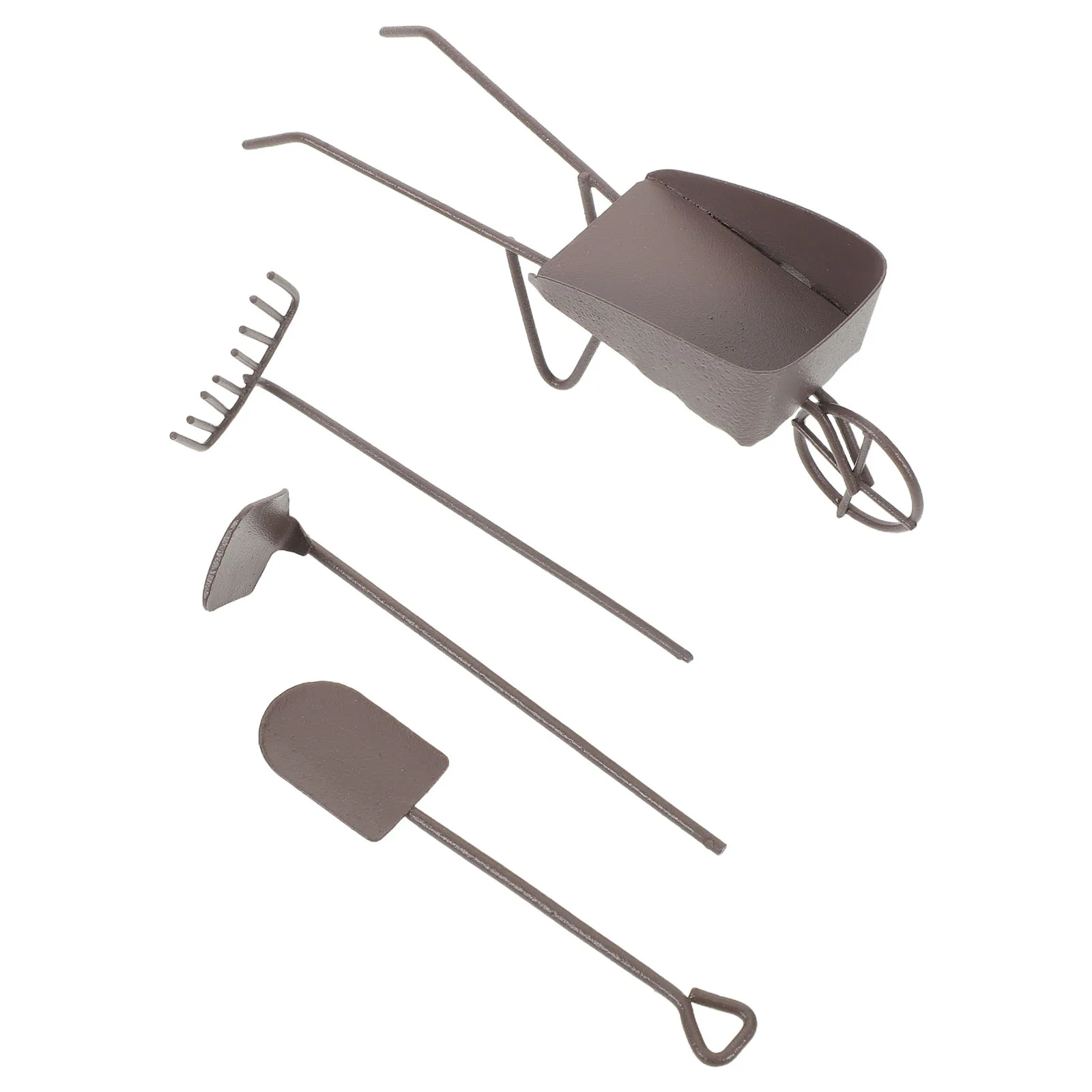 

8 Pcs Miniature Garden Decoration Accessories Dollhouse Cart Farm Tool Metal Tools