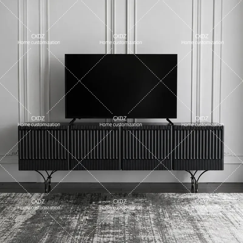 Nordic Style Painted TV Cabinet Italian Light Luxury Audio Visual Cabinet Simple Floor Standing Unit Living Room