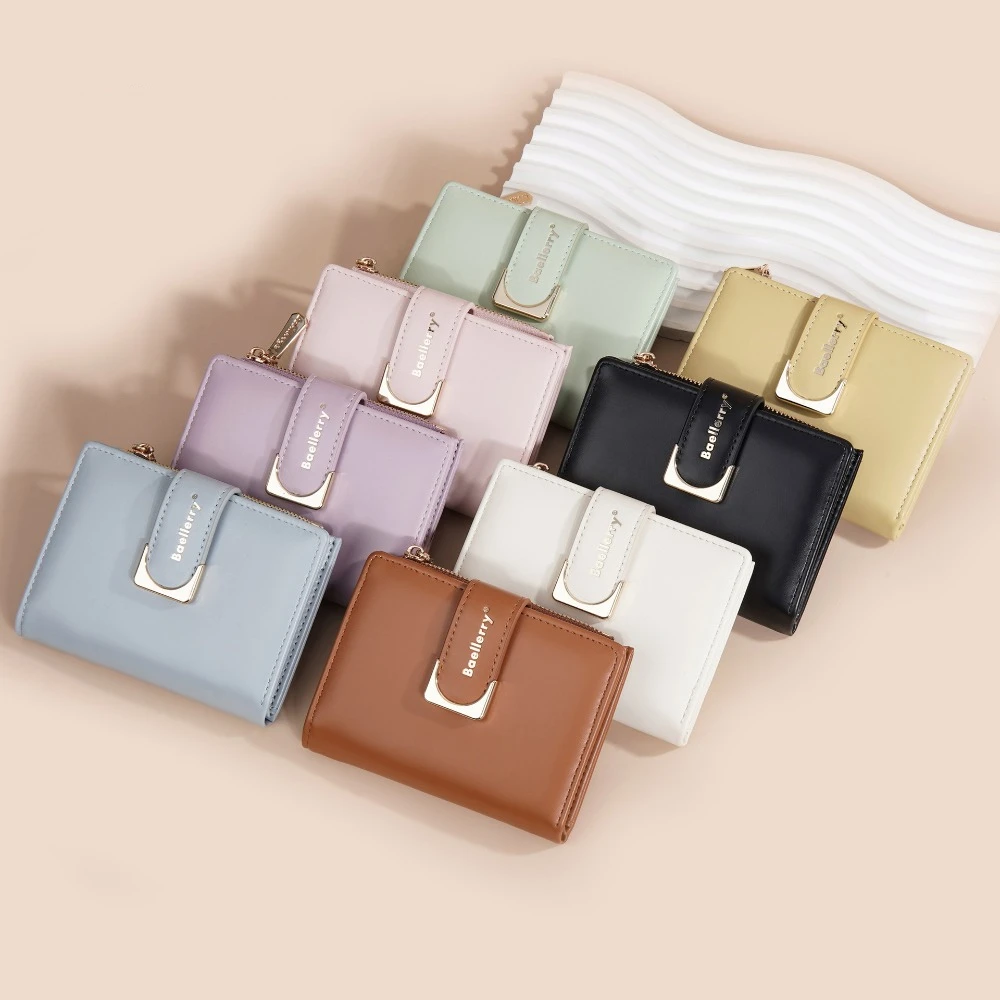 

New Large Capacity Short Wallet Solid Color Minimalist Coin Purse Portable Zipper ID Bag Student