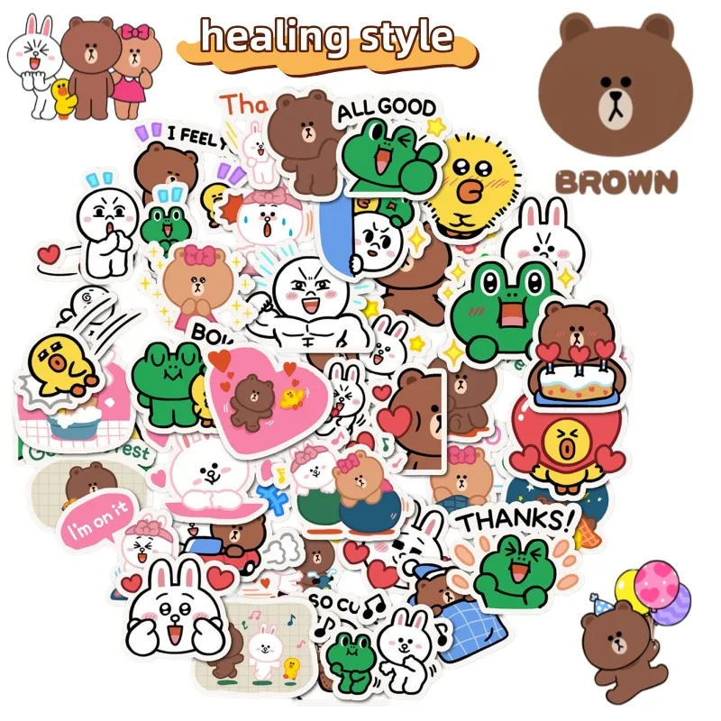 

New Brown Cony Cartoon Cute Healing Style Journal Decoration Stickers Kawaii Student DIY Waterproof Graffiti Stickers Wholesale
