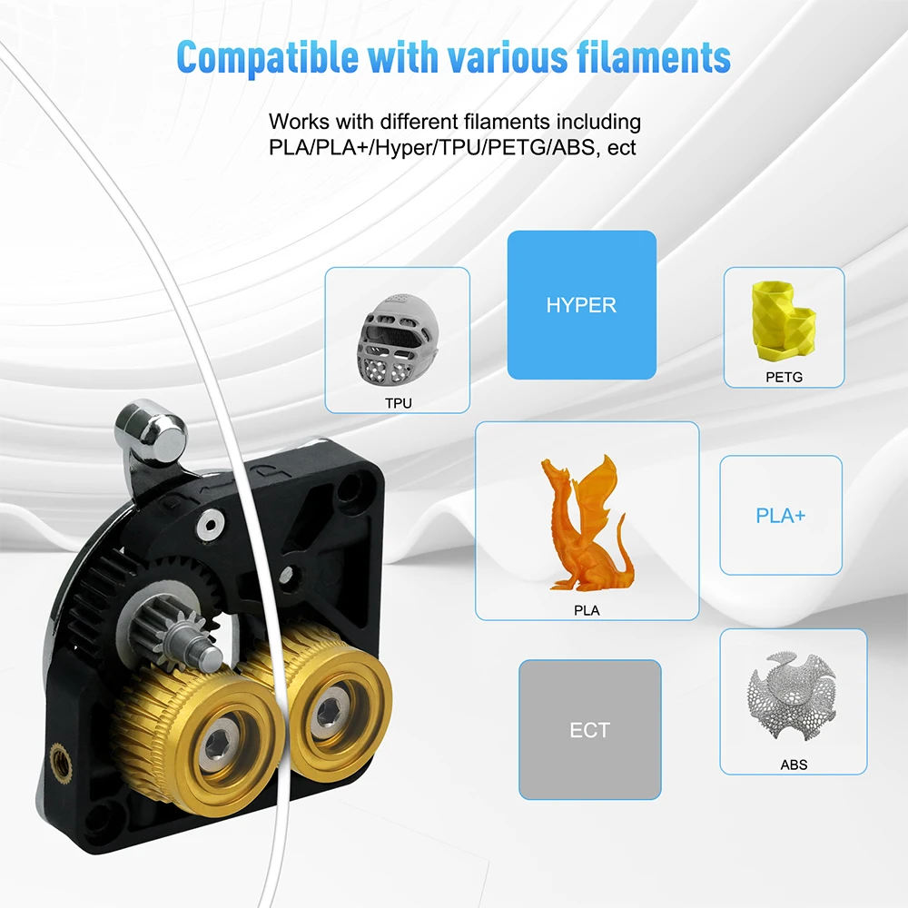 Verbessertes Extruder-Zahnradsatz für Creality K1 K1C K1 Max Ender-3 V3 /V3 Plus, vernickeltes gehärtetes Stahl-DLC-Doppellager-Zahnräder – Detail 5