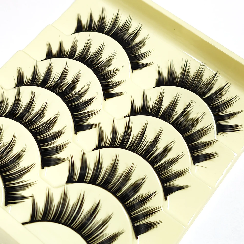 ICYCHEER Thick 5 Pairs Makeup Natural False Eyelashes Eye Lash Long Black Handmade Soft