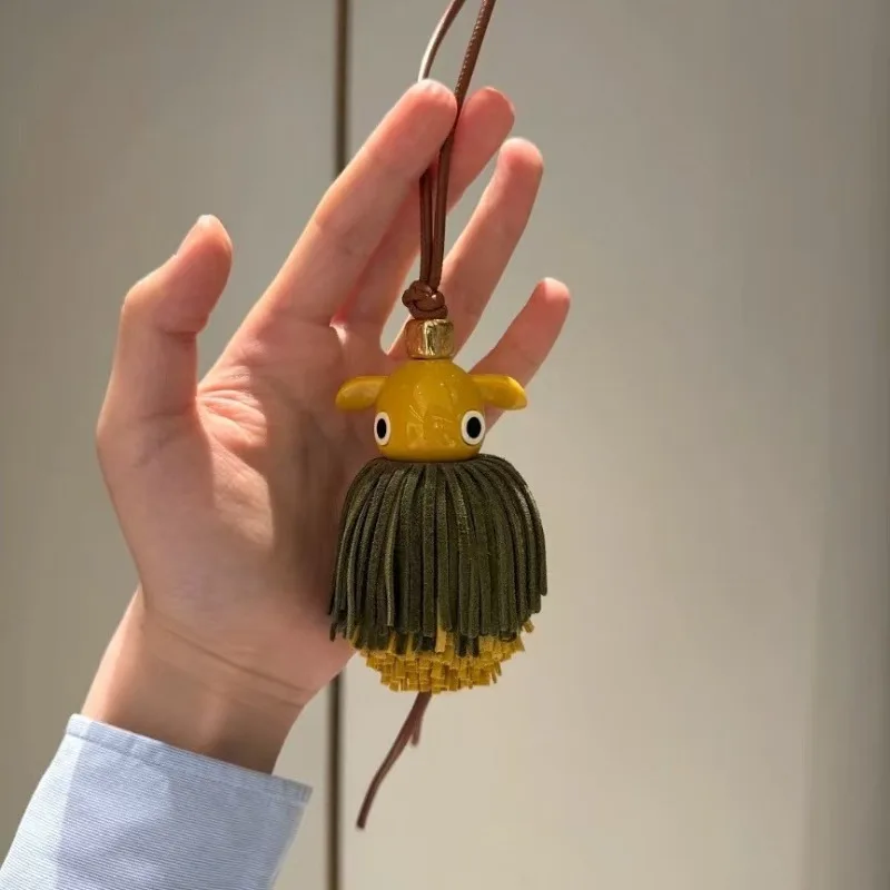 Top Grain Cowhide Leather Elf Pixie Bag Charm Car Keychain Couple Pendant Holiday Gift Cute Accessory