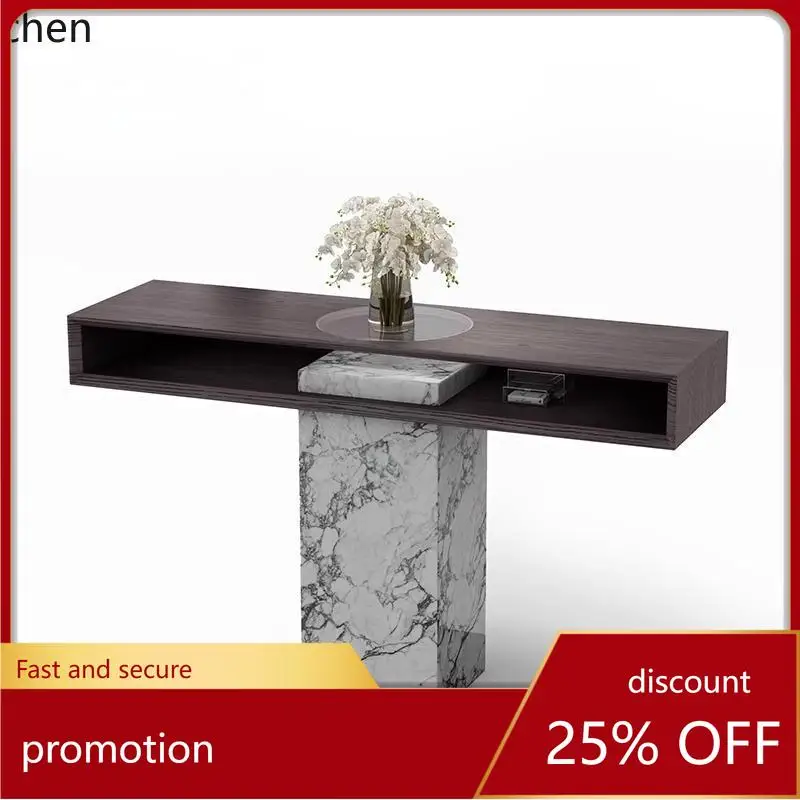 HT light luxury natural luxury stone against the wall marble entrance table entrance table shelf black small apartment