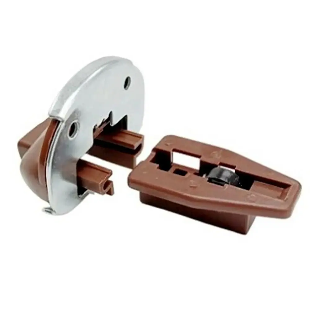 ชุดรางลิ้นชักพลาสติกและโลหะ 1 ชุด พร้อมลูกกลิ้ง สีน้ำตาล ชุดรางเลื่อนลิ้นชักอเนกประสงค์ อะไหล่รางลิ้นชัก