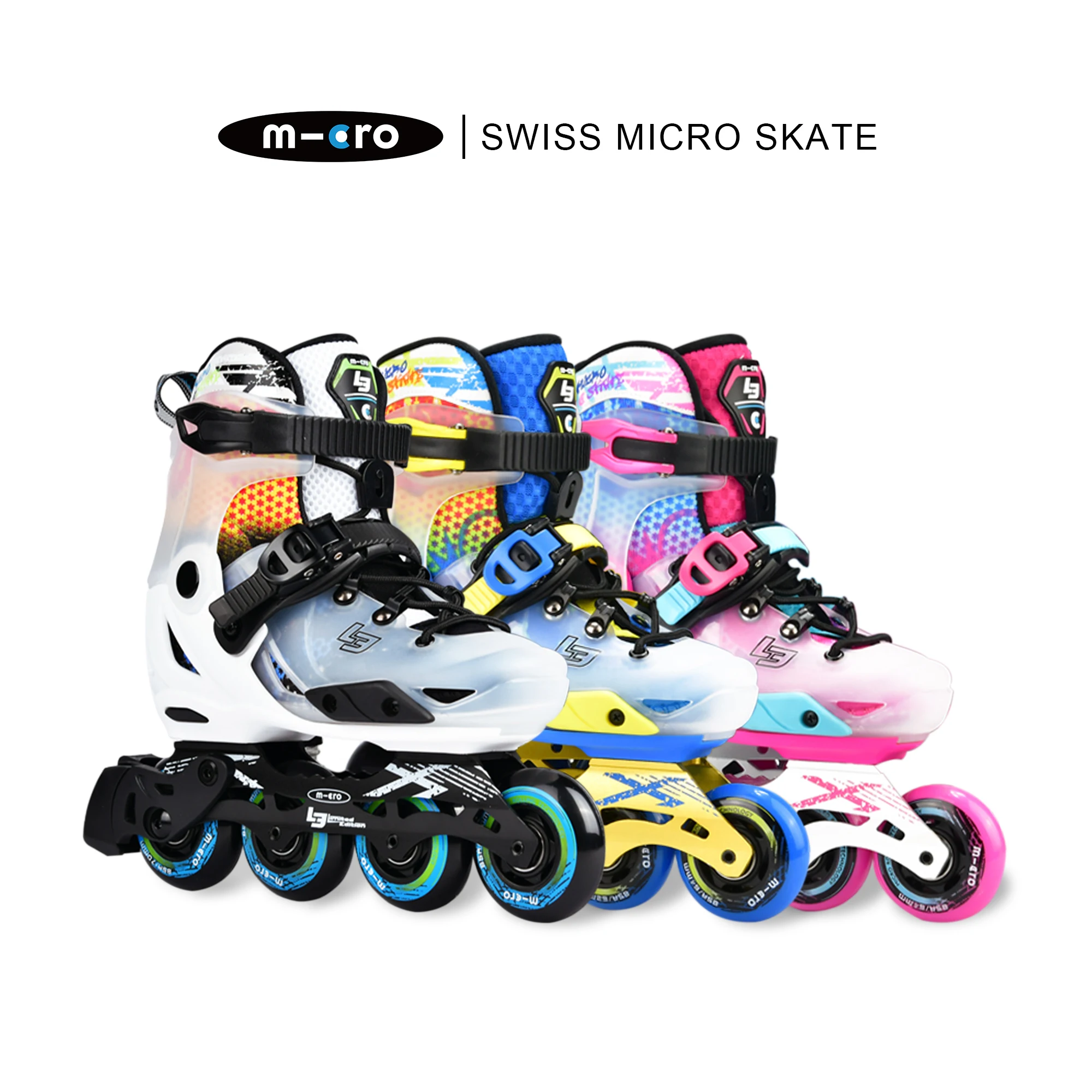 Micro INFINITE LE,KIDS Classic Slalom BeginnersAdjustable Size Inline Skates,5-18 Advanced,HI-LO 85A ROUND 4WD