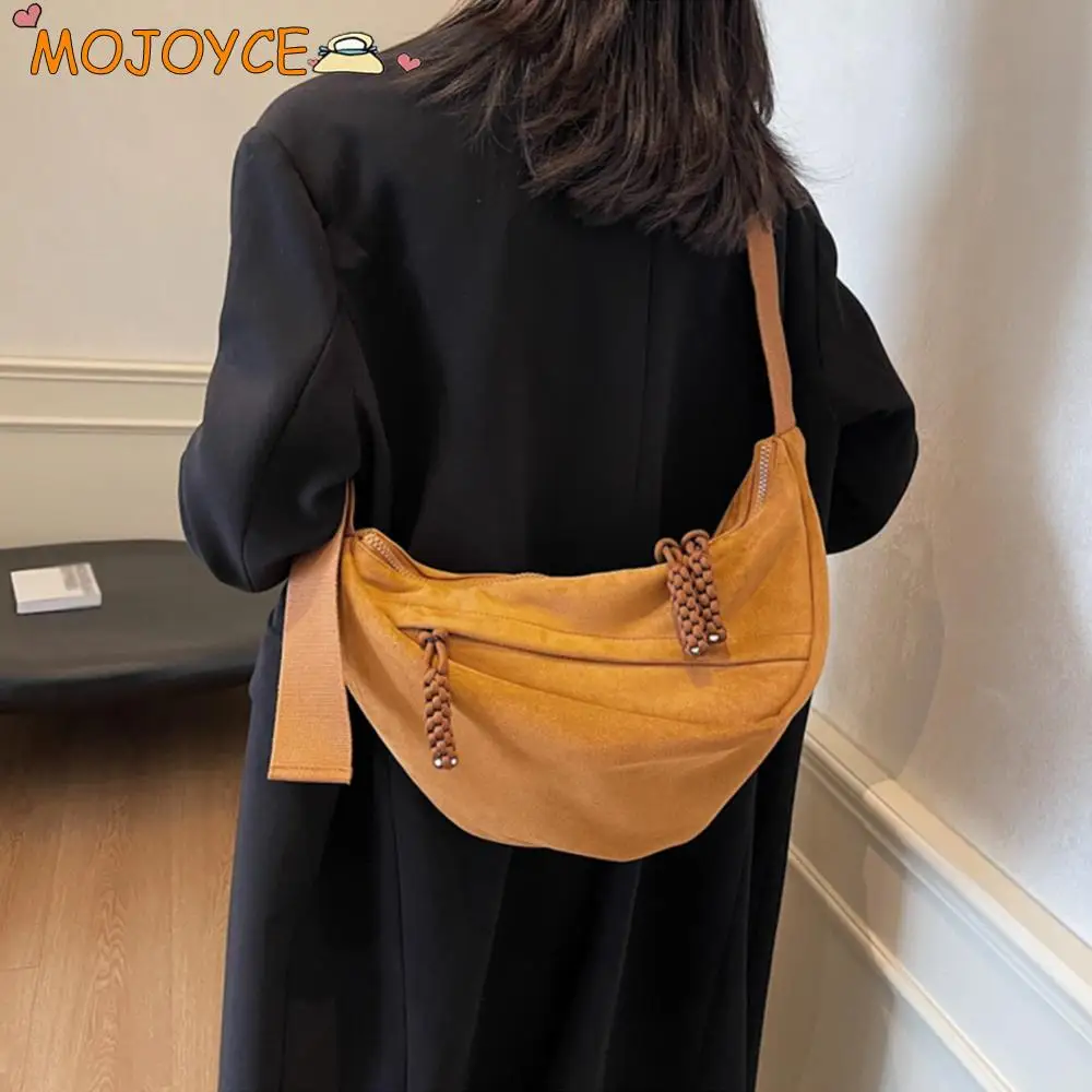 

Women's Faux Suede Hobo Sling Bag Multi-pockets Crescent Crossbody Bags Large Capacity Daily Messenger Bag Slouchy Shoulder Bags