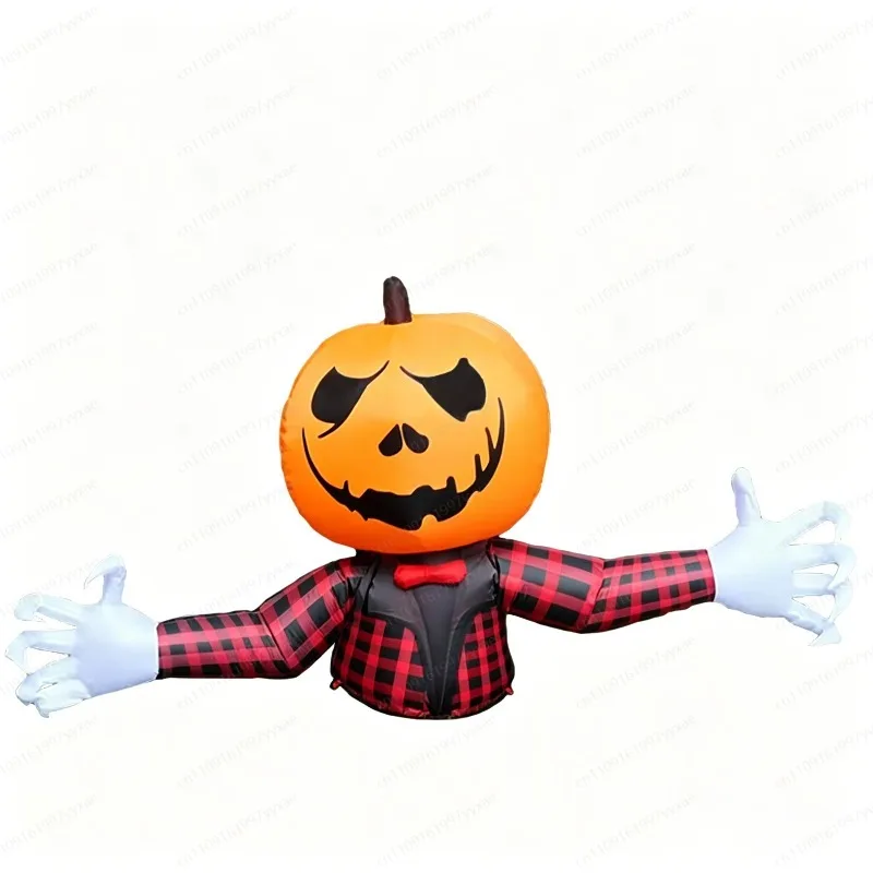 6Ft Halloween Inflatable Pumpkin Man Scarecrow, LED Light‑Up Jack Pumpkin Lantern for Yard Lawn Outdoor Holiday Decor