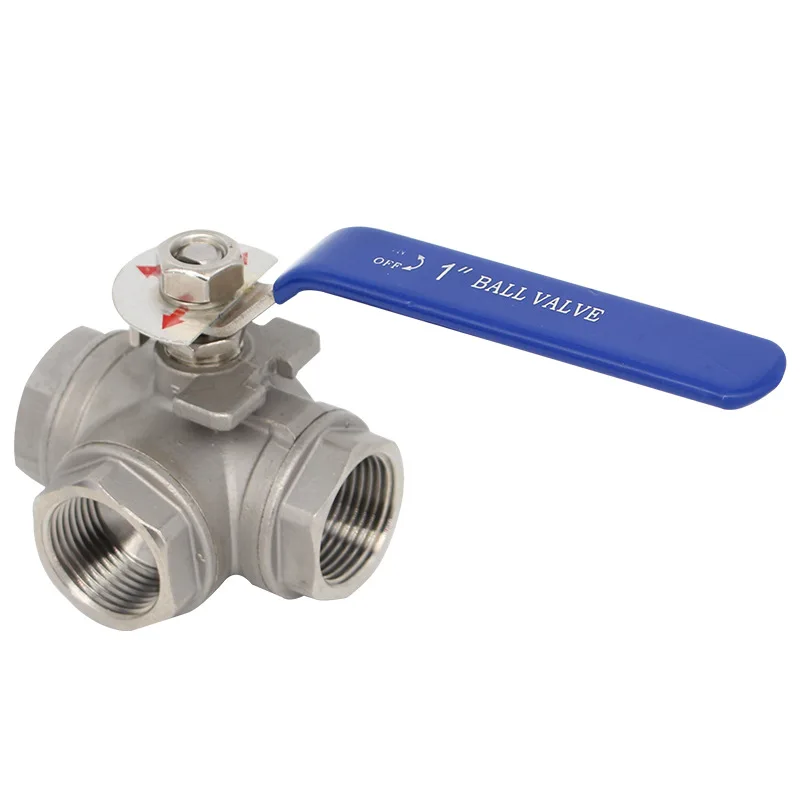 

304 stainless steel three-way threaded ball valve Q15F-16PT type L three-way ball Threaded connection