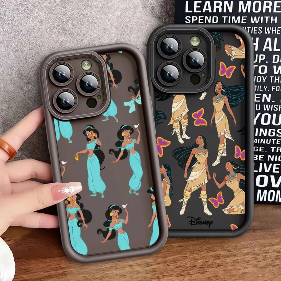 Shockproof Case for Apple iPhone 11 14 16 Pro Max 15 Plus 12 13 Mini XR X XS 7 8 Silicone Phone Cover Disney Jasmine Pocahontas