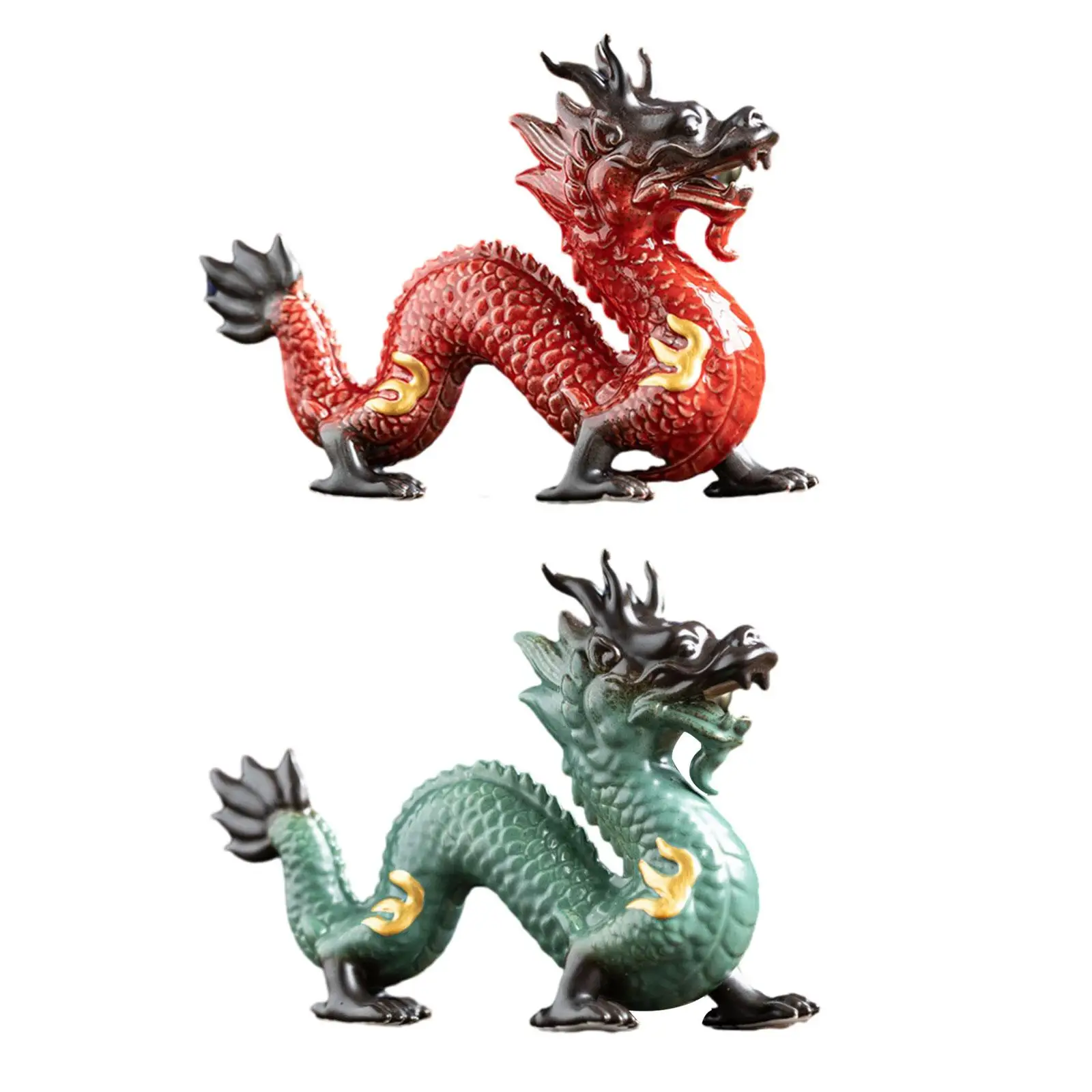 Traditional Chinese Porcelain Dragon Statue Spring Festival Decoration Chinese Dragon Statue for Desk Home Warming Gift