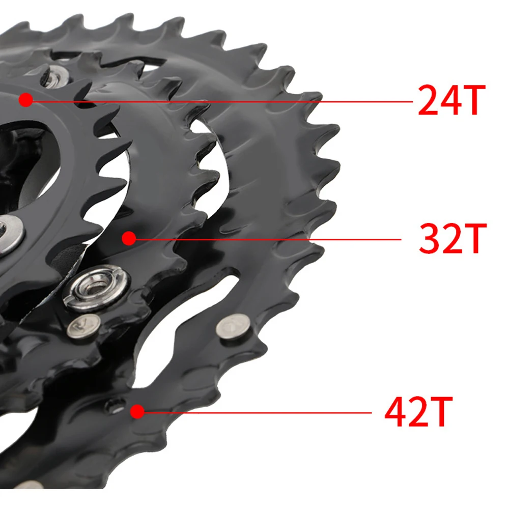 Almohadillas de dientes MTB 9s/10 velocidades 24-32-42T plato 27s/30 velocidades placa de dientes de bicicleta piñón de manivela hueco piñón de una pieza