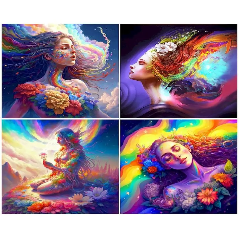 

GATYZTORY 60X75cm Oil Painting By Numbers Cloud Girl DIY Paint by numbers On Canvas Home Decor Frameless Digital Painting