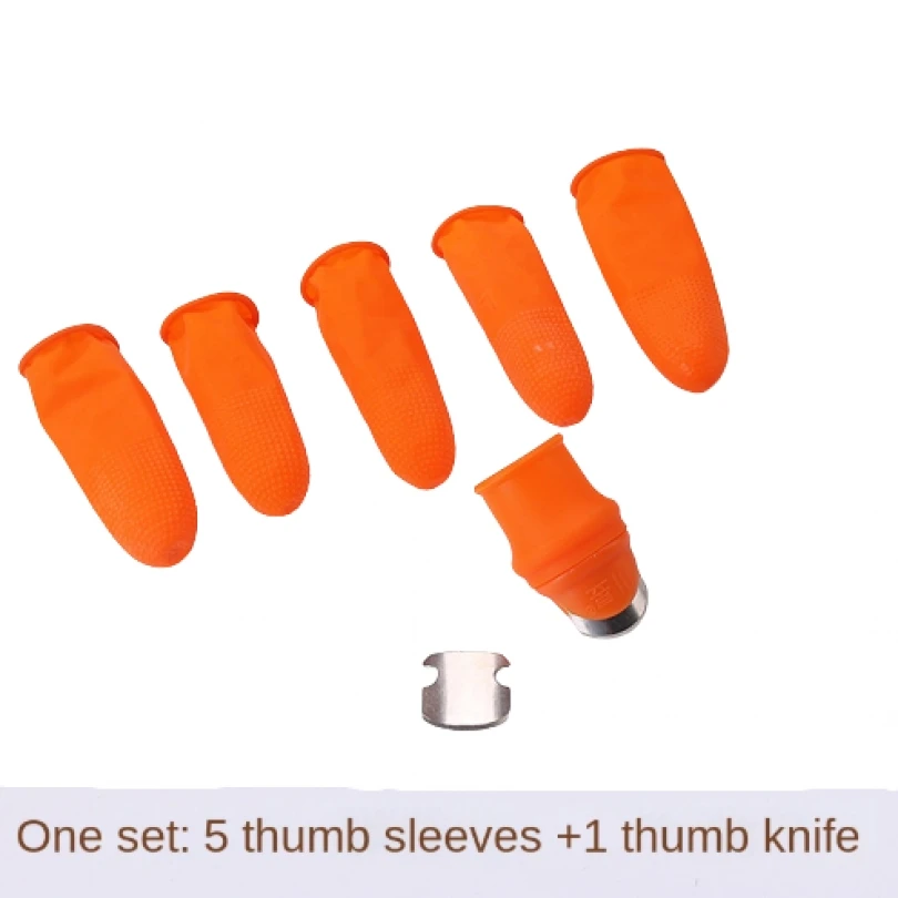 Garden Tool 6pcs Steel Thumb Cutter Knife Set Finger Protector Gears Vegetable Harvesting Pinching Plant Blade Scissors Gloves