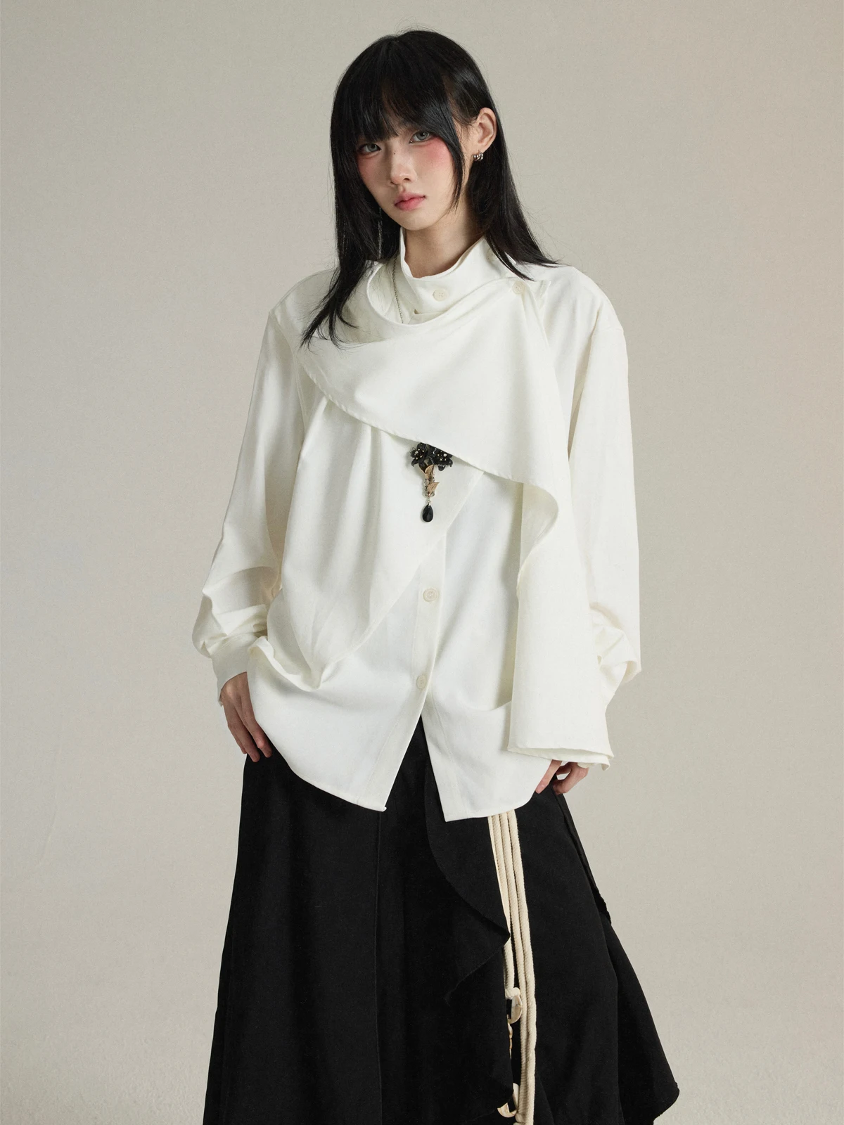 

Original Design High-End Feel irt Lemaire Sle f High Collar Sa Scarf Design Unique Small-Batch Women's Busin Casu...