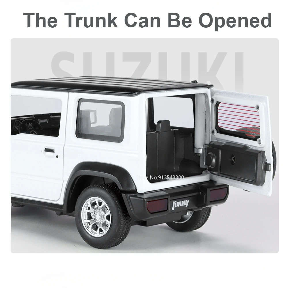 1:24 Suzuki Jimny Cruiser LC80 modelo de coche de juguete puertas de aleación fundidas abiertas tirar hacia atrás sonido luz modelos de vehículos regalos para niños