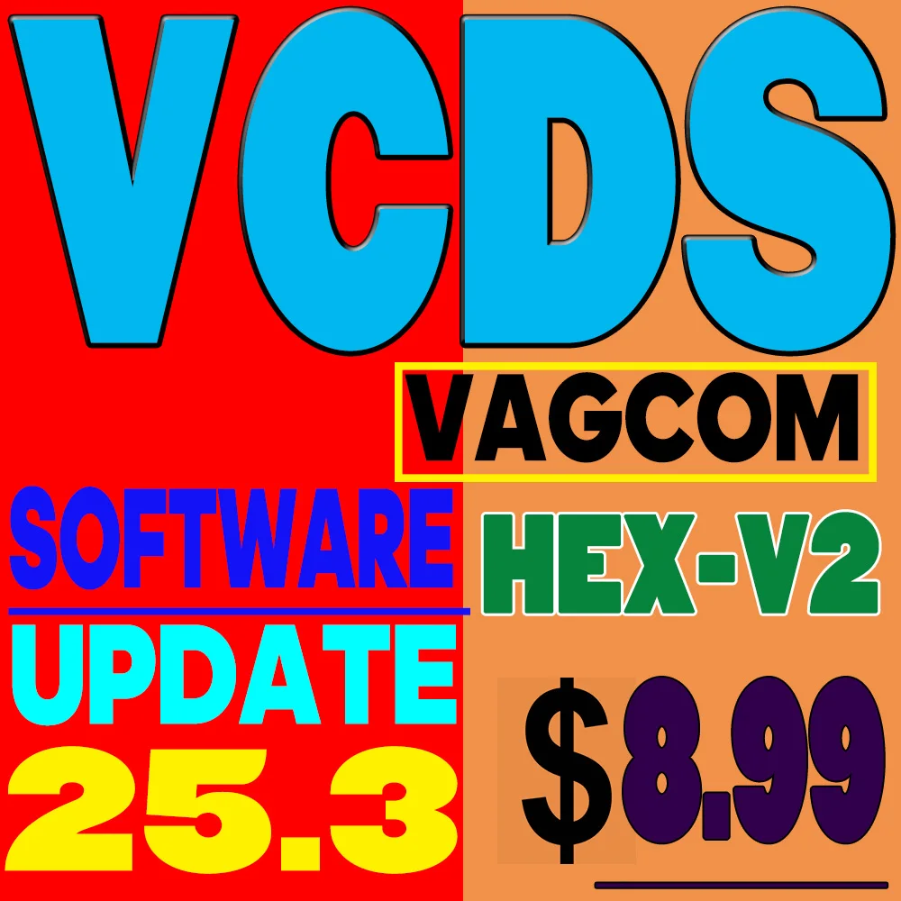 

VCDS VAG COM V25.3 OBD2 Scanner VAG HEX V2 USB Interface for VW Skoda Seat Multilingual Tool with Unlimited VINs Software Update