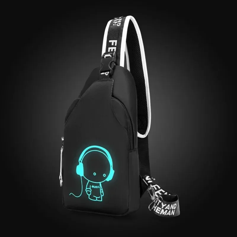 Single Night Glow Women Crossbody Bag, Men Chest Bags Student Sports Running Fanny Pack, Adjustable Shoulder Straps