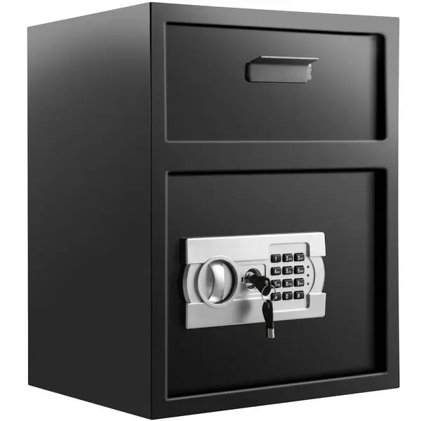 

VEVOR Digital Depository Safe 1.7 Cubic Feet Made of Carbon Steel Electronic Code Lock Depository Safe with Deposit Slot with Tw