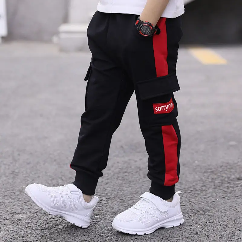 Children\'s pants 2024 spring and autumn handsome boys big pocket overalls boys casual pants sports trousers 4-10 years old