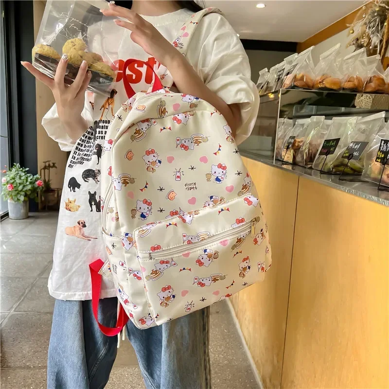 Sac d'école grande capacité pour femme, Hello Kitty, Sanurgente SR, mignon, polyvalent, décontracté, neuf