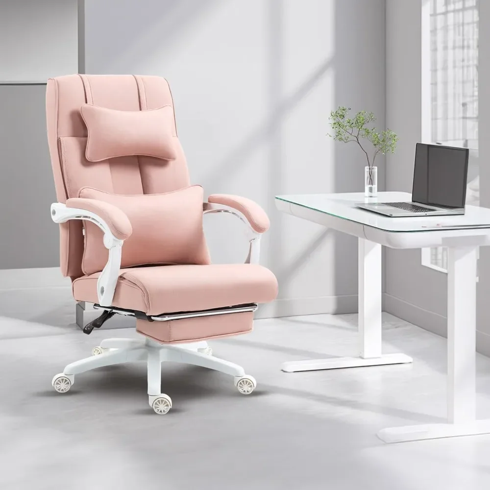 Fabric Big and Tall with Footrest, Ergonomic Computer Chair Back Support, High Back Home Office Desk Chair Comfy, 350LBS