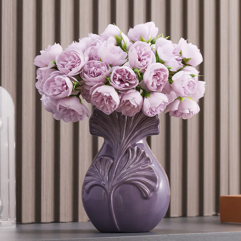 DSA cream wind ginkgo vase ornament, living room water culture flower arrangement, advanced wine cabinet decoration