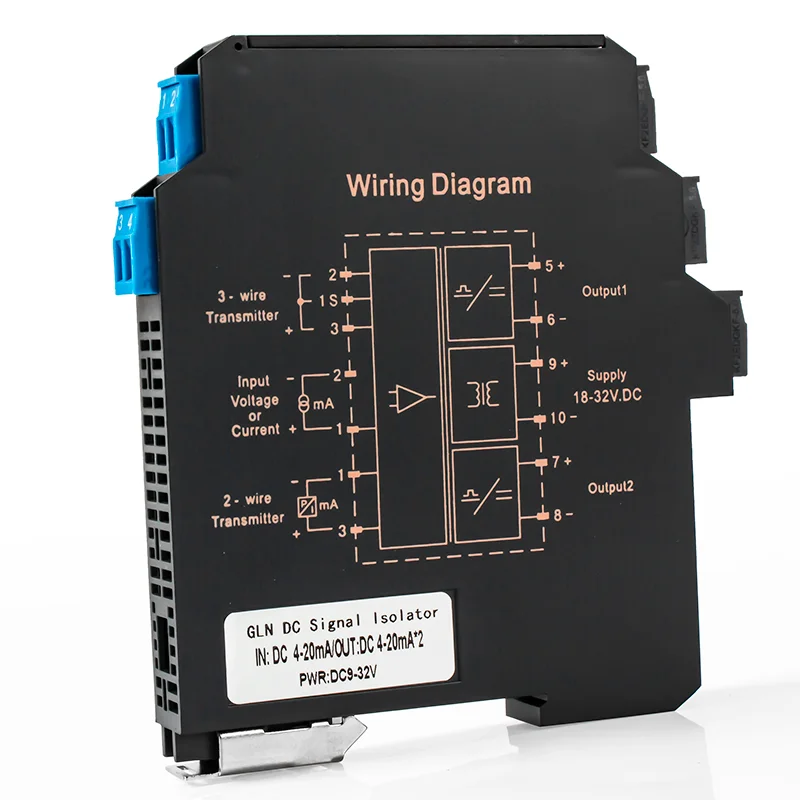 High Precision 4-20mA to 0-10V 0-5V 1-5V DC Analog Signal Isolator 1 In 1 Out 1 In 2 Out Magnetoelectric Isolation Transmitter