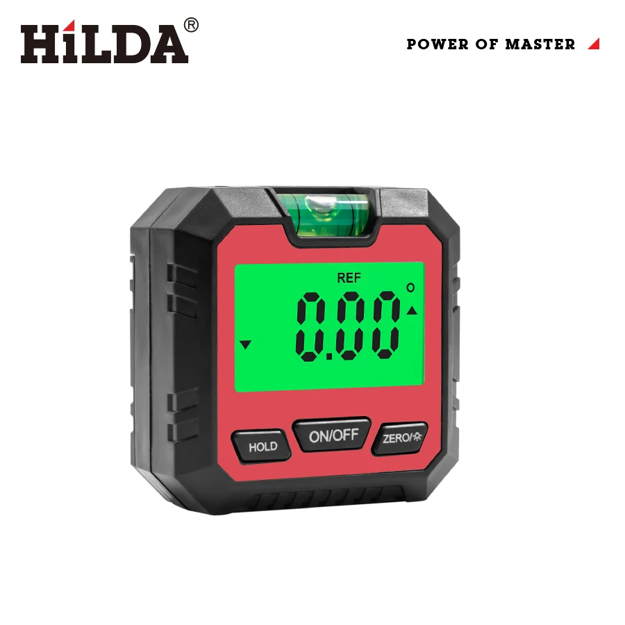 HILDA Red Digital Horizontal Angle Meter 360° With Magnetic Base Electronic Universal Bevel Protractor Mini Measuring Digital